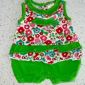 Absorba Colorful Flowers Baby Girl Romper 0-3M